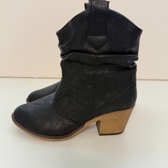 Charles Albert Western Ankle Boots Sz 6 Cowgirl Black Heels Pull On - Picture 7 of 11